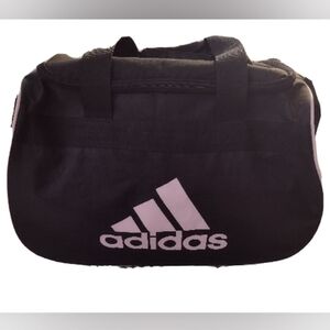 Adidas Logo Black & Pink Canvas Gym/Travel Bag w/ Strap, 17 in Width, Pre-Owned